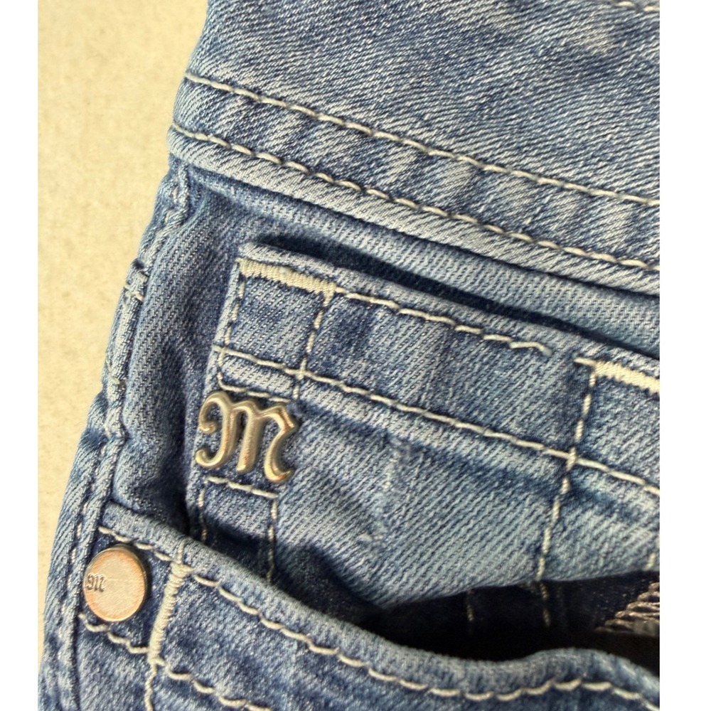 Miss Me Mid-Rise Skinny Jeans 26 Medium Wash Distressed Ripped Frayed Hem Denim - Picture 4 of 12